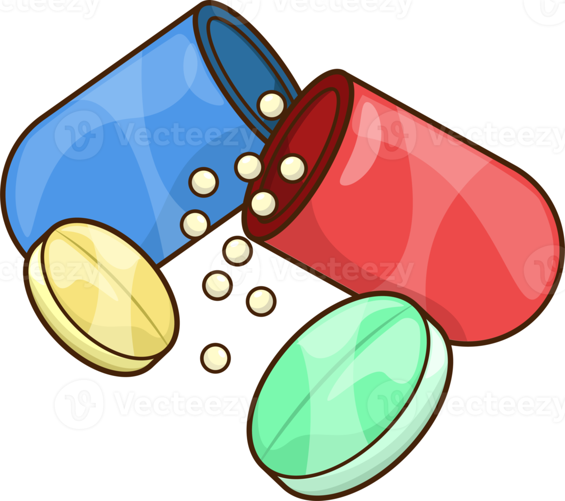 piller med öppnad kapsel illustration png