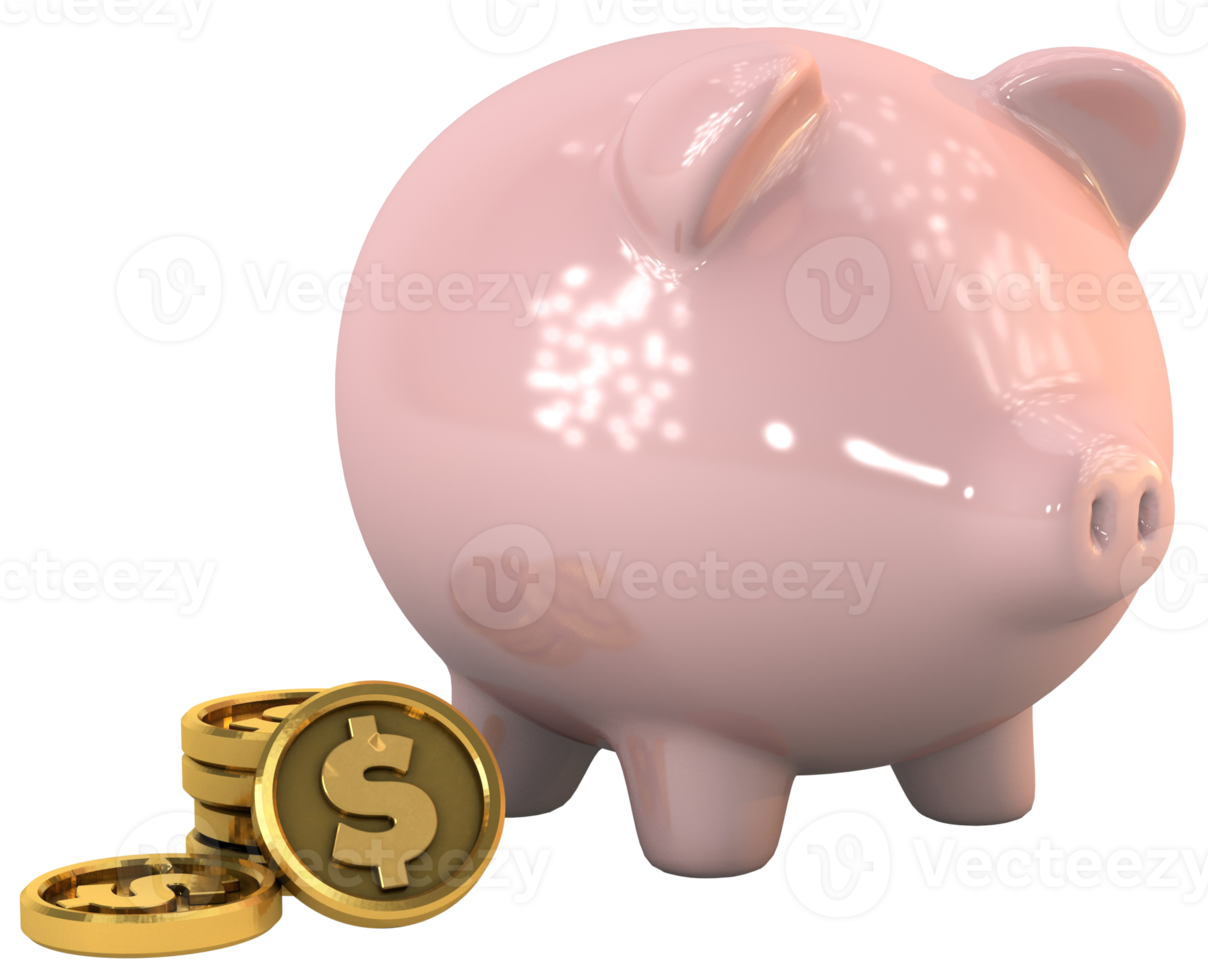 Simple piggy bank a 3d concept saving money png