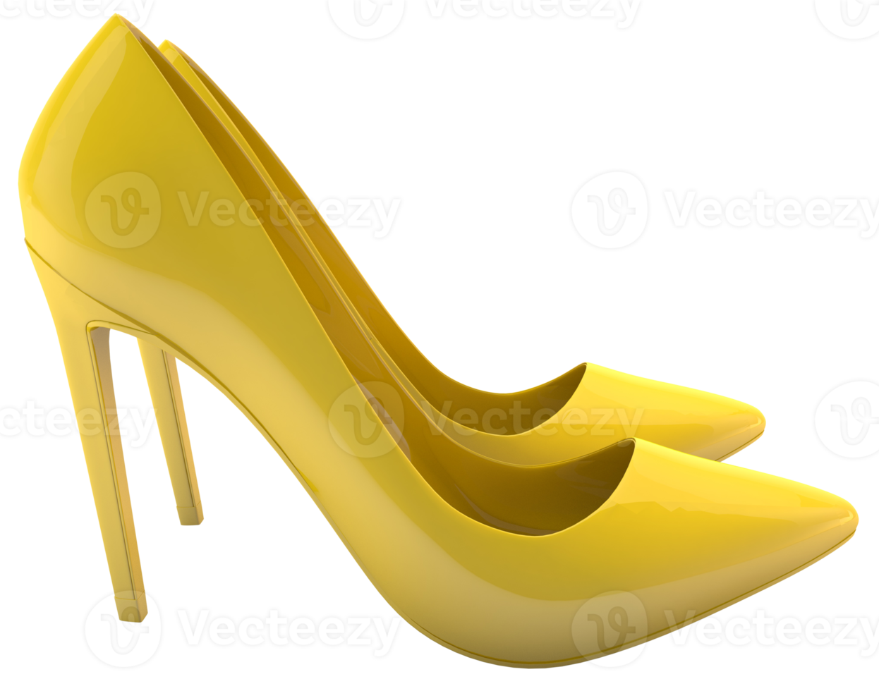 zapatos amarillos mujer. lateral del par de zapatos 3d 20905895 PNG