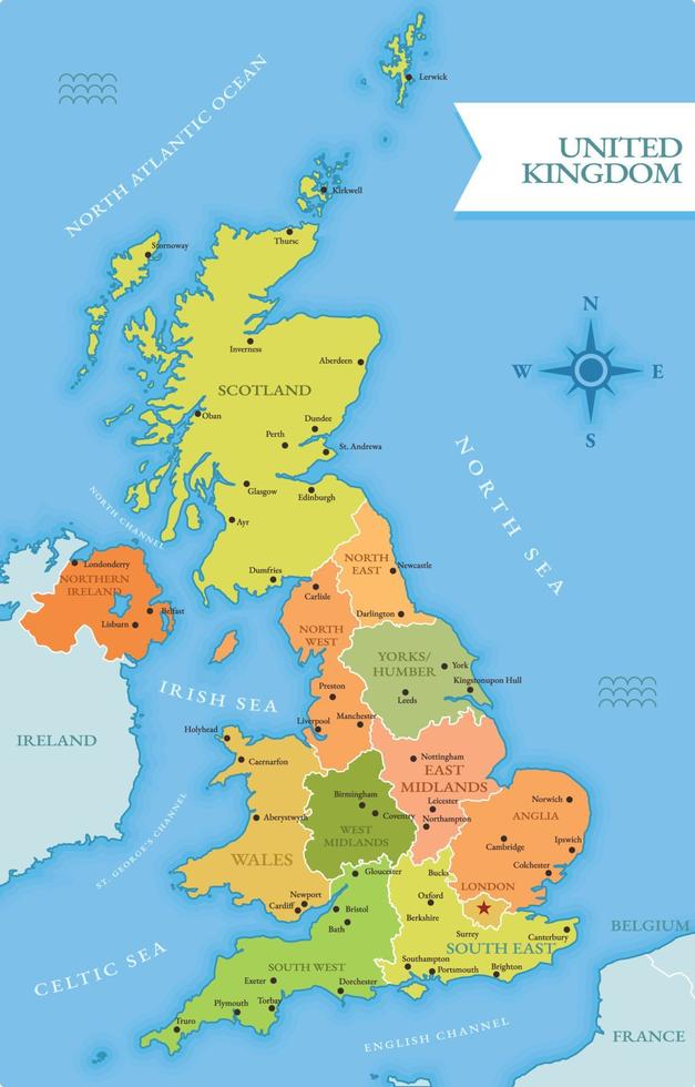 Map of United Kingdom vector