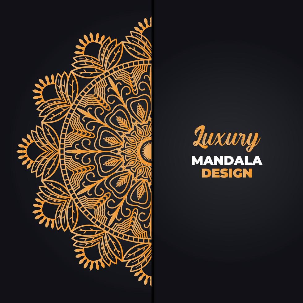 lujo ornamental mandala diseño antecedentes en oro color. Ramadán estilo decorativo mándala Arábica islámico mandala para imprimir, póster, cubrir, volantes, bandera. indio, real, turco, yoga vector