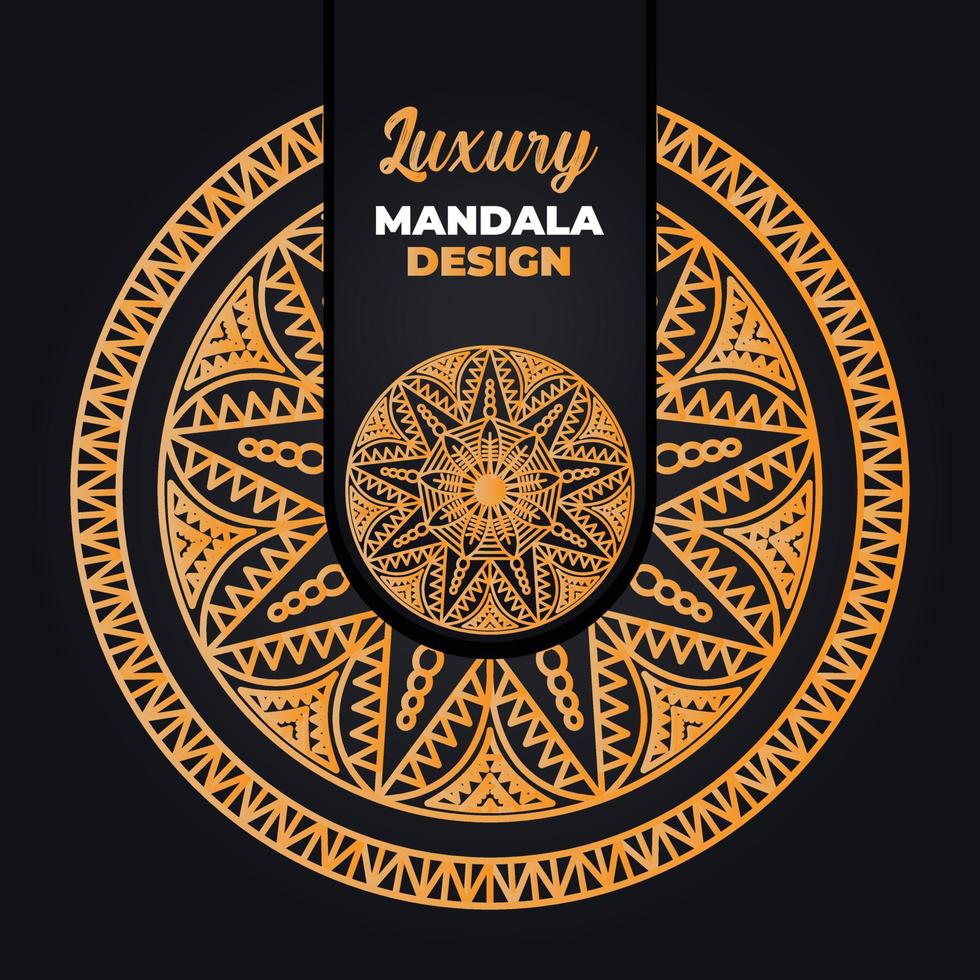 lujo ornamental mandala diseño antecedentes en oro color. Ramadán estilo decorativo mándala Arábica islámico mandala para imprimir, póster, cubrir, volantes, bandera. indio, real, turco, yoga vector