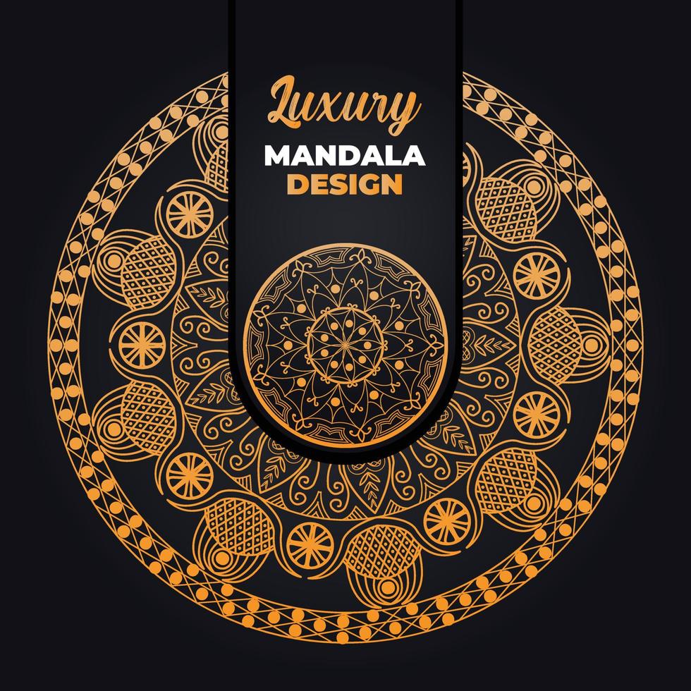 lujo ornamental mandala diseño antecedentes en oro color. Ramadán estilo decorativo mándala Arábica islámico mandala para imprimir, póster, cubrir, volantes, bandera. indio, real, turco, yoga vector