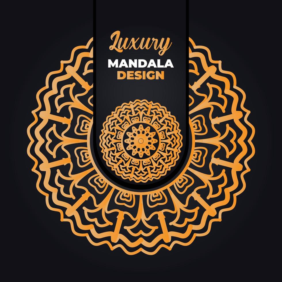 lujo ornamental mandala diseño antecedentes en oro color. Ramadán estilo decorativo mándala Arábica islámico mandala para imprimir, póster, cubrir, volantes, bandera. indio, real, turco, yoga vector