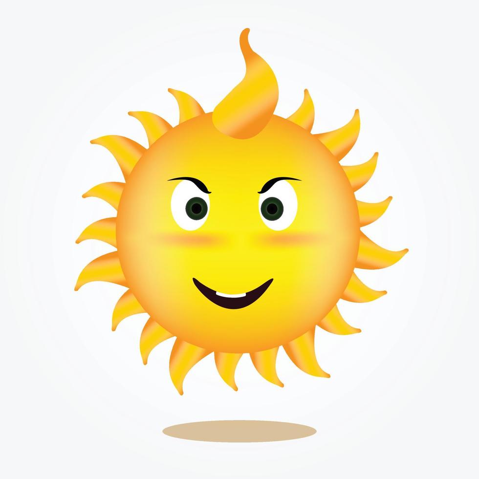Sun vector. Cheerful funny cartoon sun. Funny sun tropical island cartoon vector