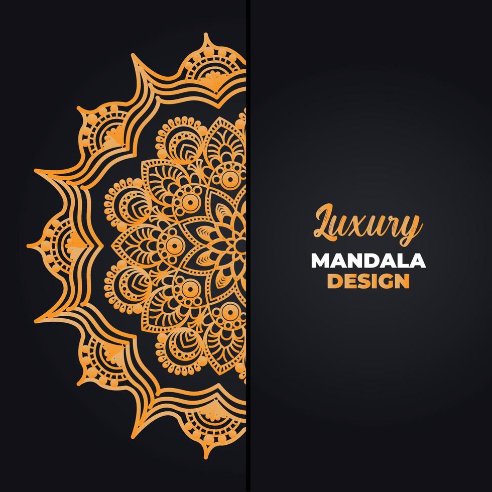 lujo ornamental mandala diseño antecedentes en oro color. Ramadán estilo decorativo mándala Arábica islámico mandala para imprimir, póster, cubrir, volantes, bandera. indio, real, turco, yoga vector