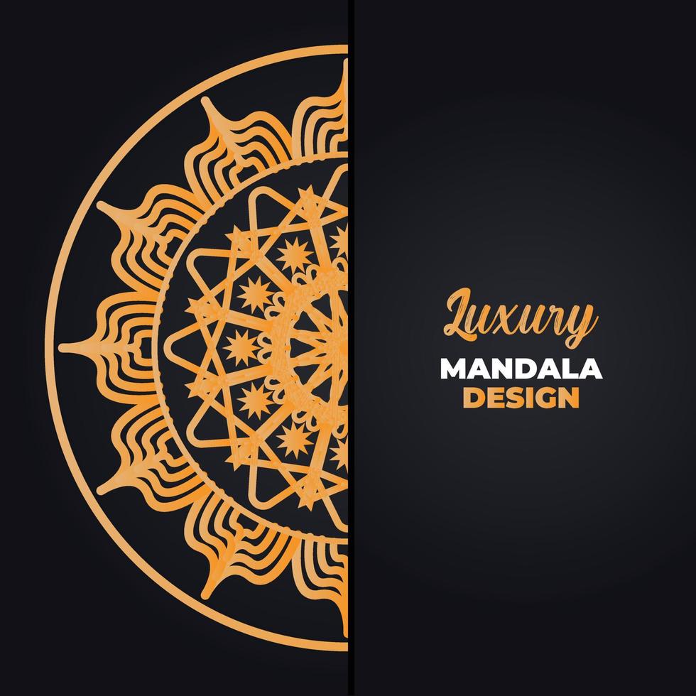 mandala, islamic background, luxury design.  A black background with a gold pattern that says islamic mandala background ' vector