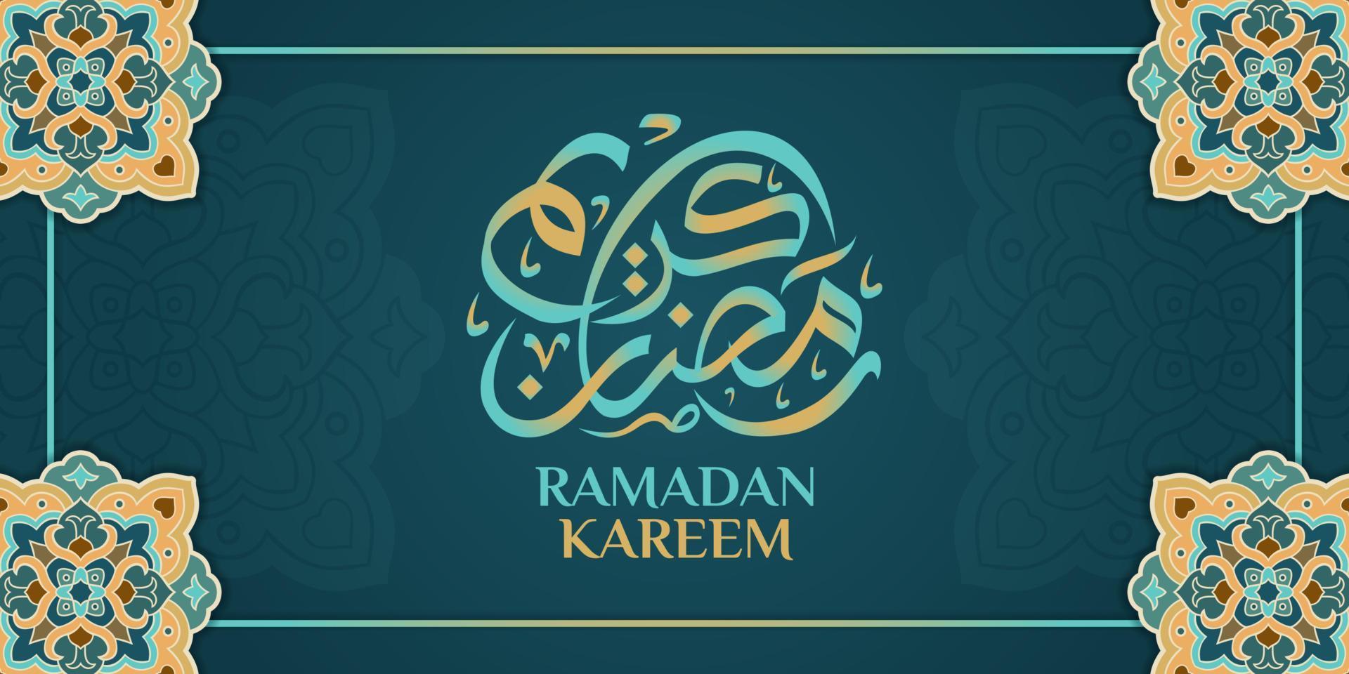 Islamic ornament template for background, banner, poster, cover design, envelope, social media feed. Ramadan Kareem and eid mubarak 2023 concept, blue background, muslim lantern, pattern vector