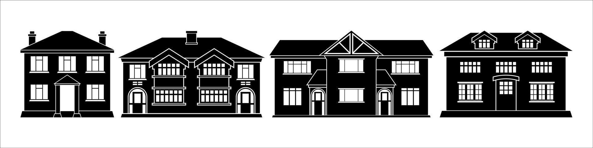 House silhouette, black home vector on white background, for real estate architecture design