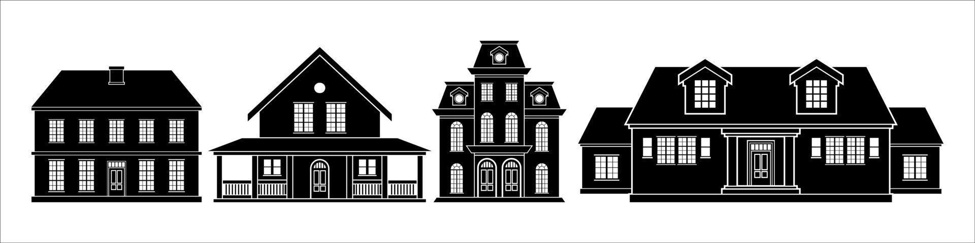 House silhouette, black home vector on white background, for real estate architecture design