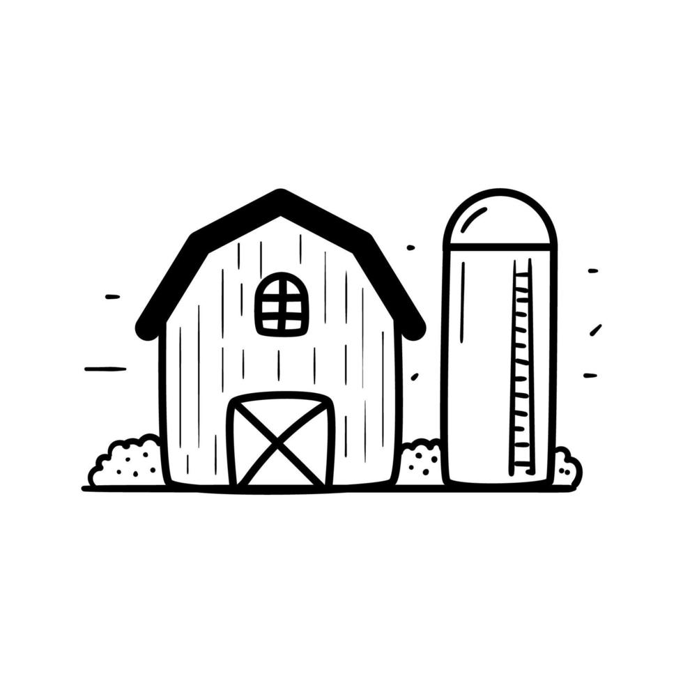 Barn vector illustration in hand-drawn doodle style