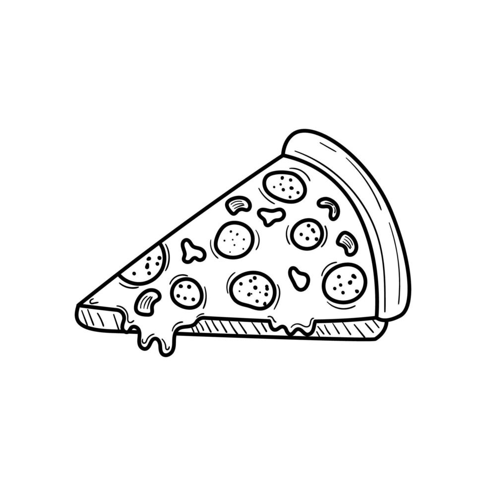 Pizza vector illustration with cute doodle drawing style