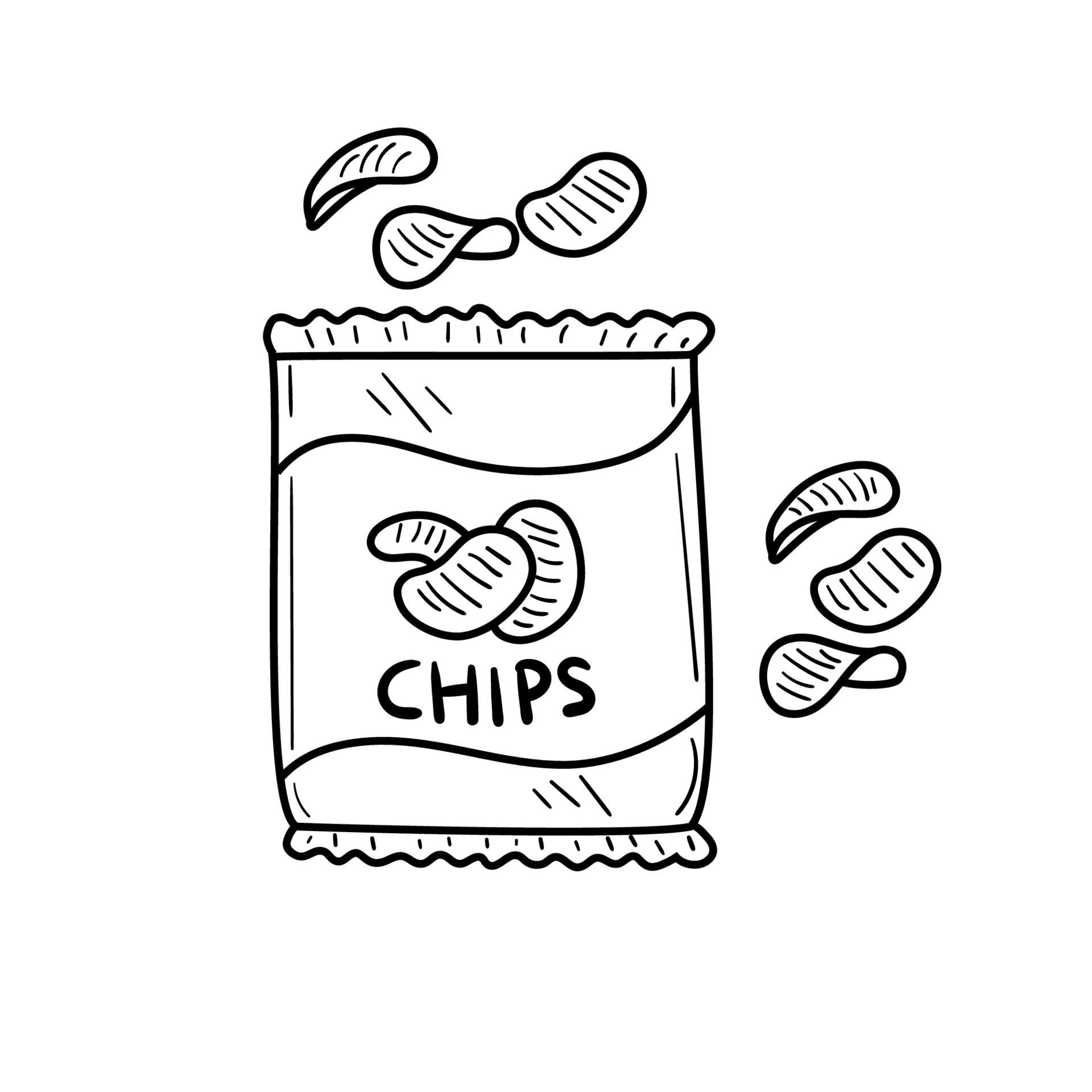 Hand drawn potato chips vector illustration isolated on white