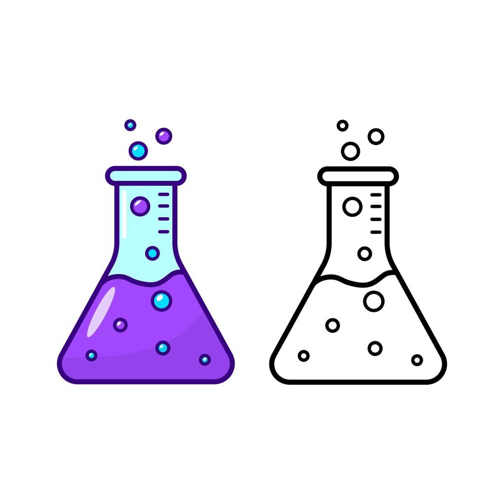 Erlenmeyer flask vector illustration with colorful and black design