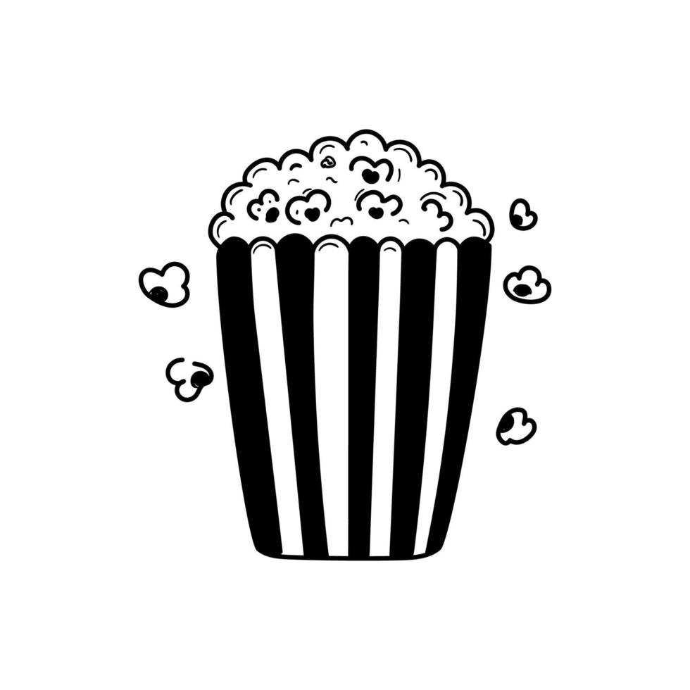 Popcorn vector illustration in cute hand-drawn style isolated on white background