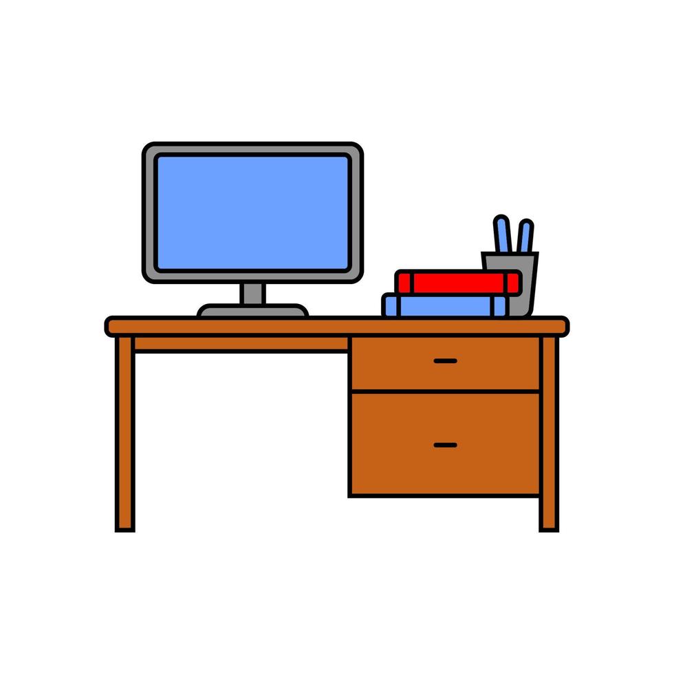Desk vector illustration in simple design isolated on white background