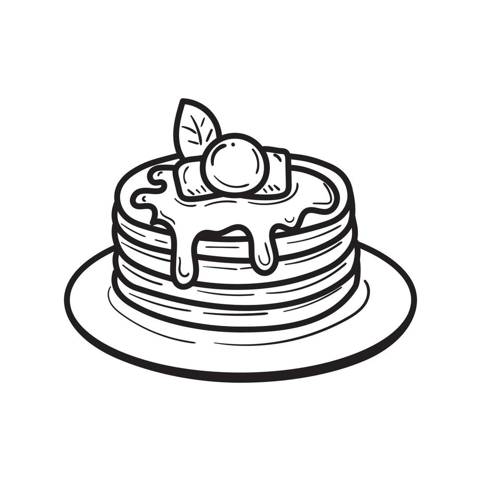 Pancake doodle illustration in hand-drawn style vector