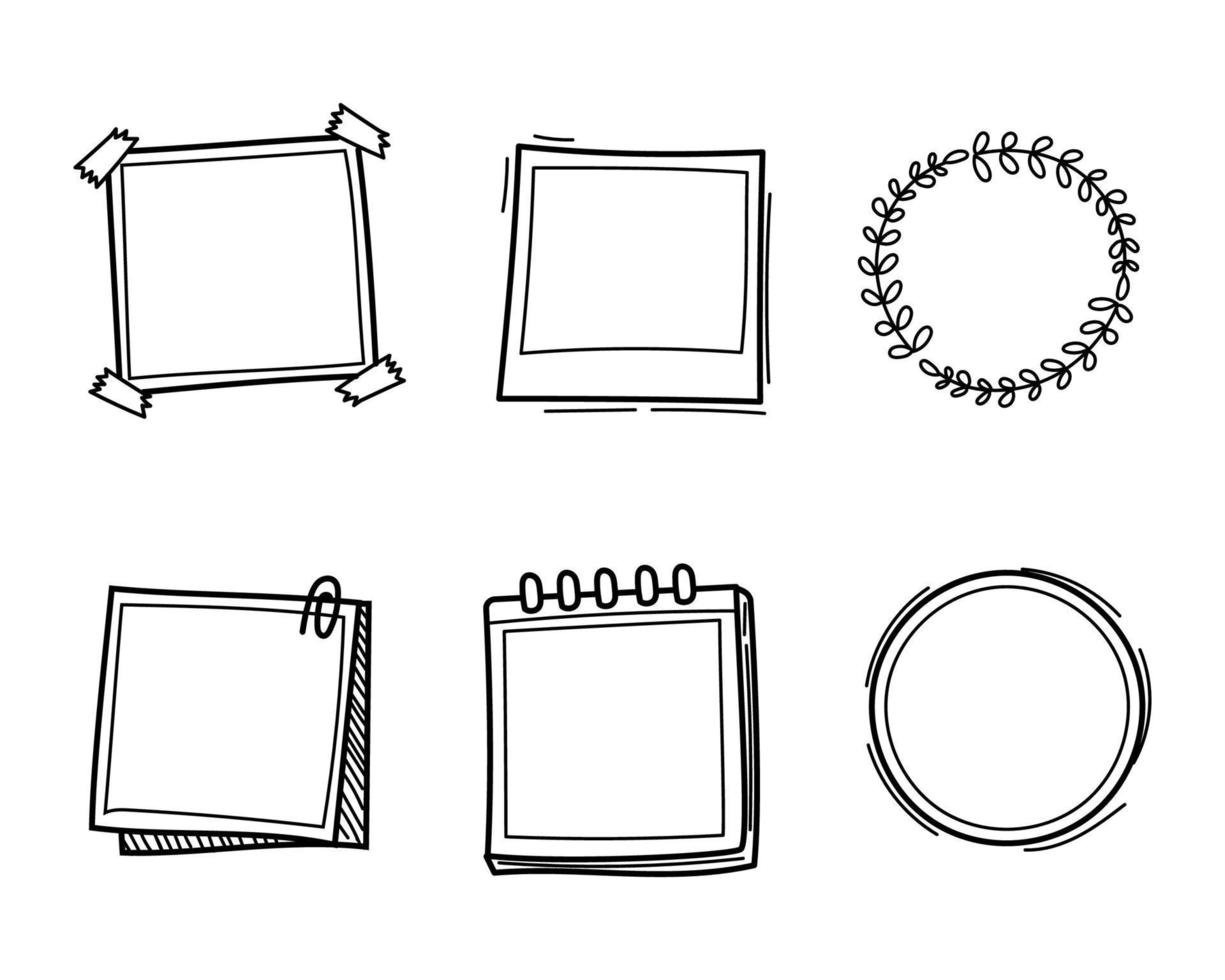 Cute doodle frame vector with black and white color