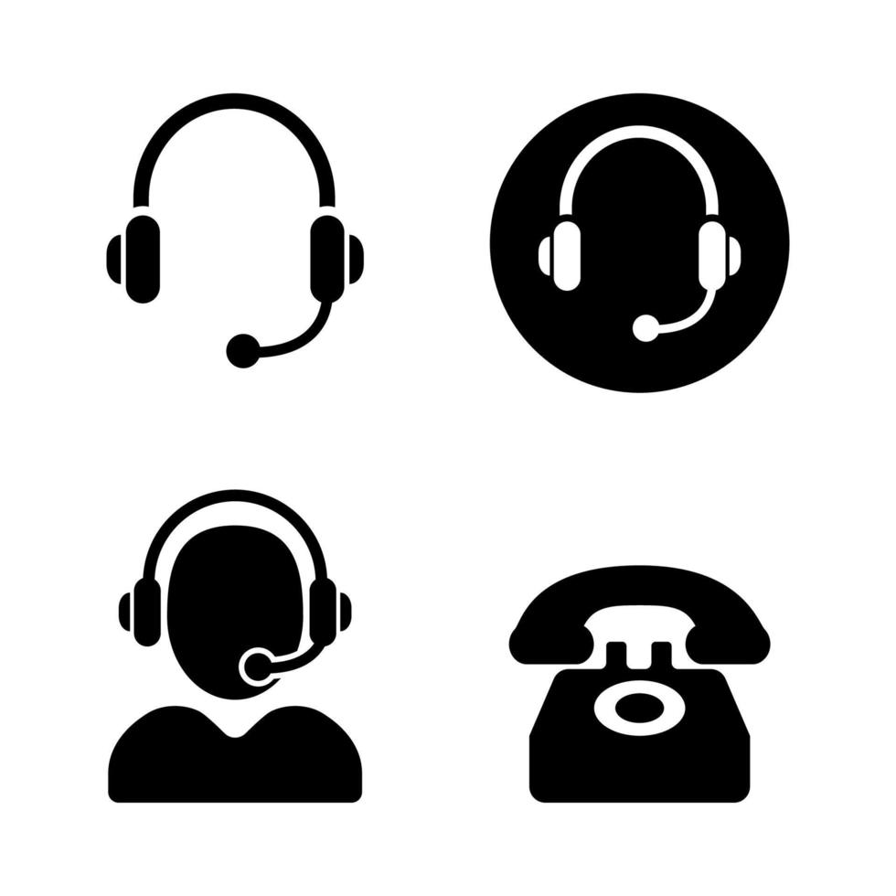 Set of call center icon in glyph style vector