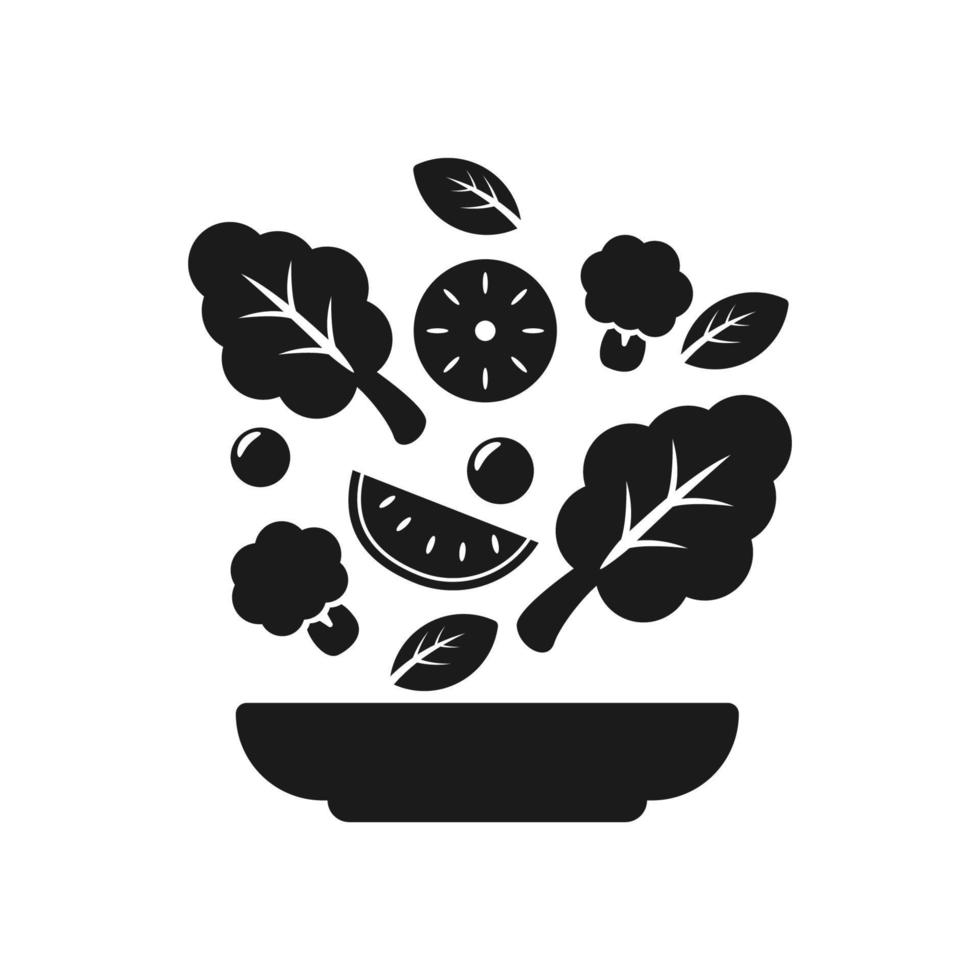 ensalada icono en glifo estilo vector