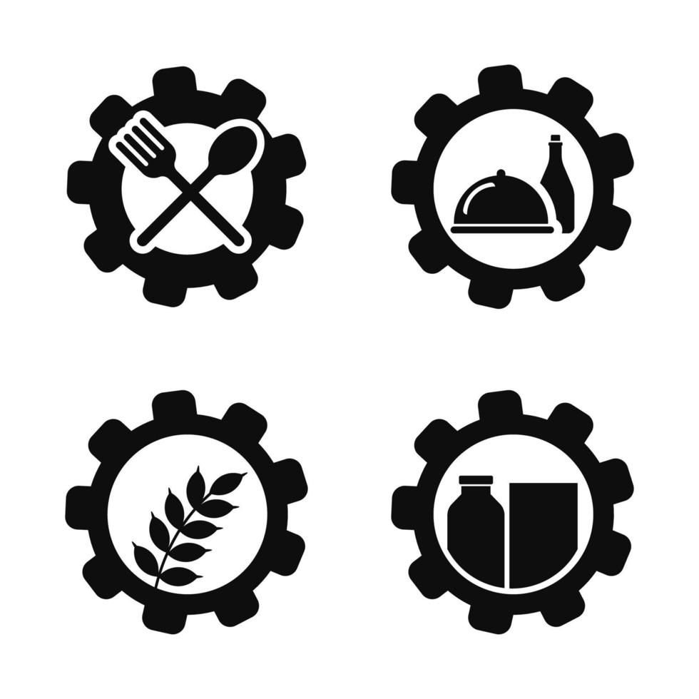 Set of food industry icon with black color vector