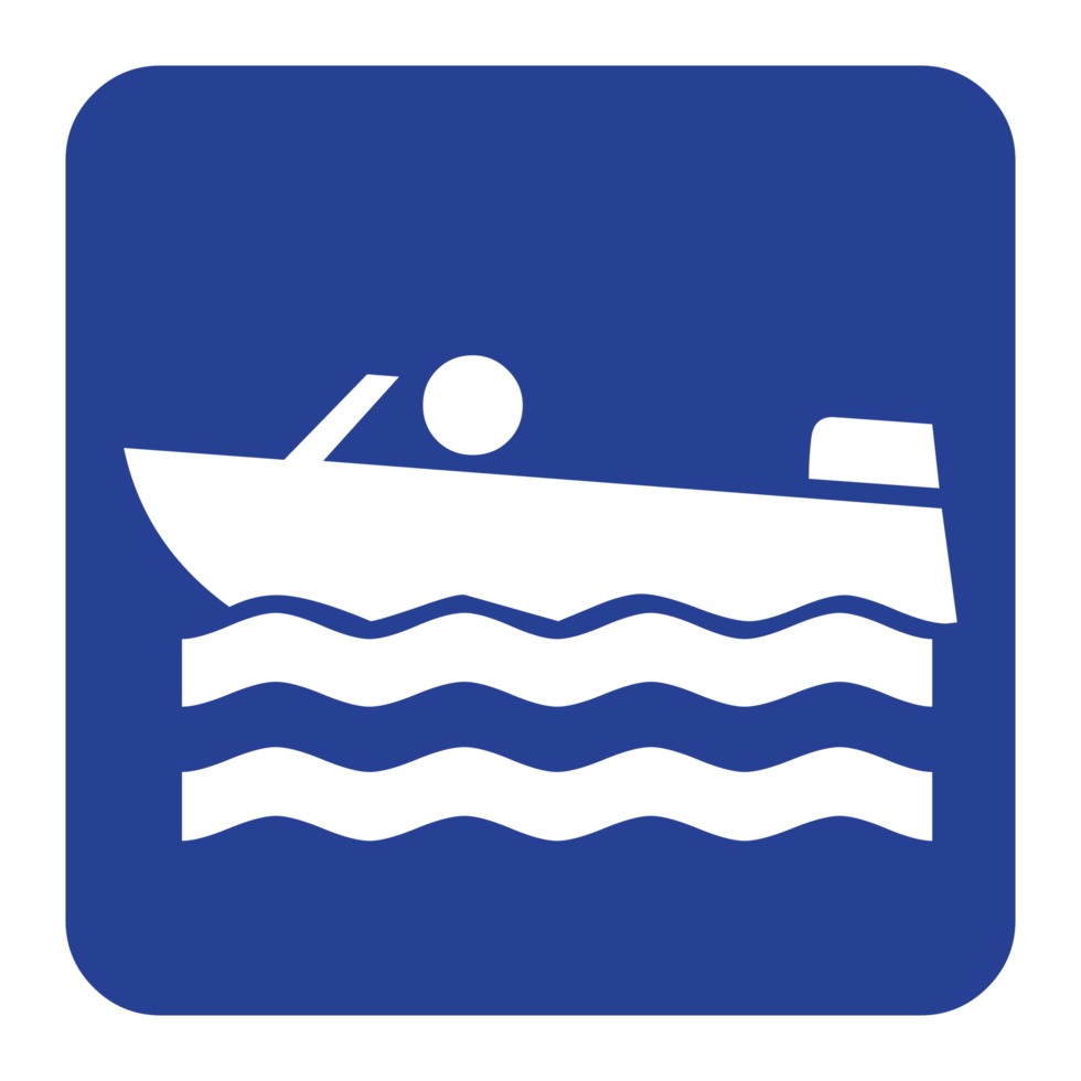 Boat on the water Blue Sign on Transparent background png