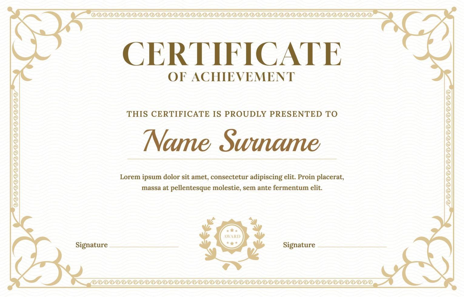 Ornamental Gold Certificate Template 20906803 Vector Art at Vecteezy