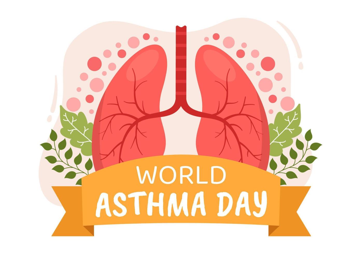 World Asthma Day on May 2 Illustration with Inhaler and Health Prevention Lungs in Flat Cartoon Hand Drawn for Web Banner or Landing Page Templates vector