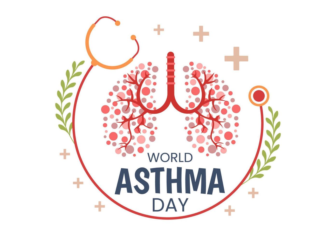 World Asthma Day on May 2 Illustration with Inhaler and Health Prevention Lungs in Flat Cartoon Hand Drawn for Web Banner or Landing Page Templates vector