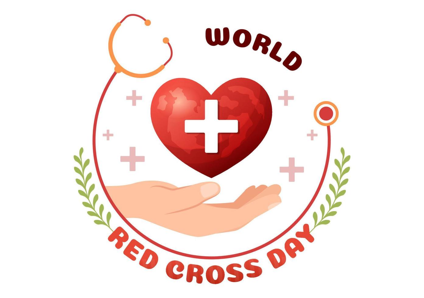 mundo rojo cruzar día en mayo 8 ilustración a médico salud y Proporcionar sangre en mano dibujado para web bandera o aterrizaje página plantillas vector