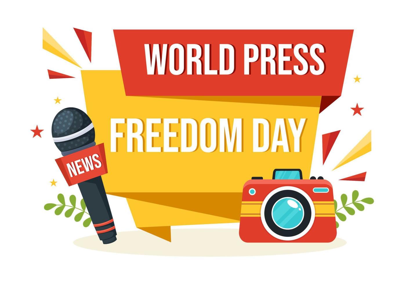 World Press Freedom Day on May 3 Illustration with Hands Holding News Microphones for Web Banner or Landing Page in Flat Cartoon Hand Drawn Templates vector