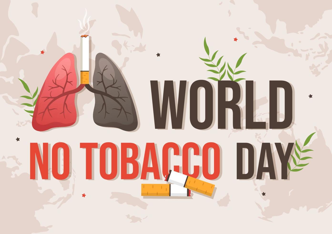 World No Tobacco Day Illustration of Stop Smoking, Cigarette Butt and Harm the Lungs in Flat Cartoon Hand Drawn for Landing Page Templates vector