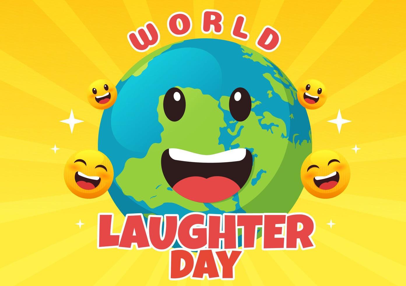 World Laughter Day Illustration with Smiley Facial Expression Cute for Web Banner or Landing Page in Flat Cartoon Hand Drawn Templates vector