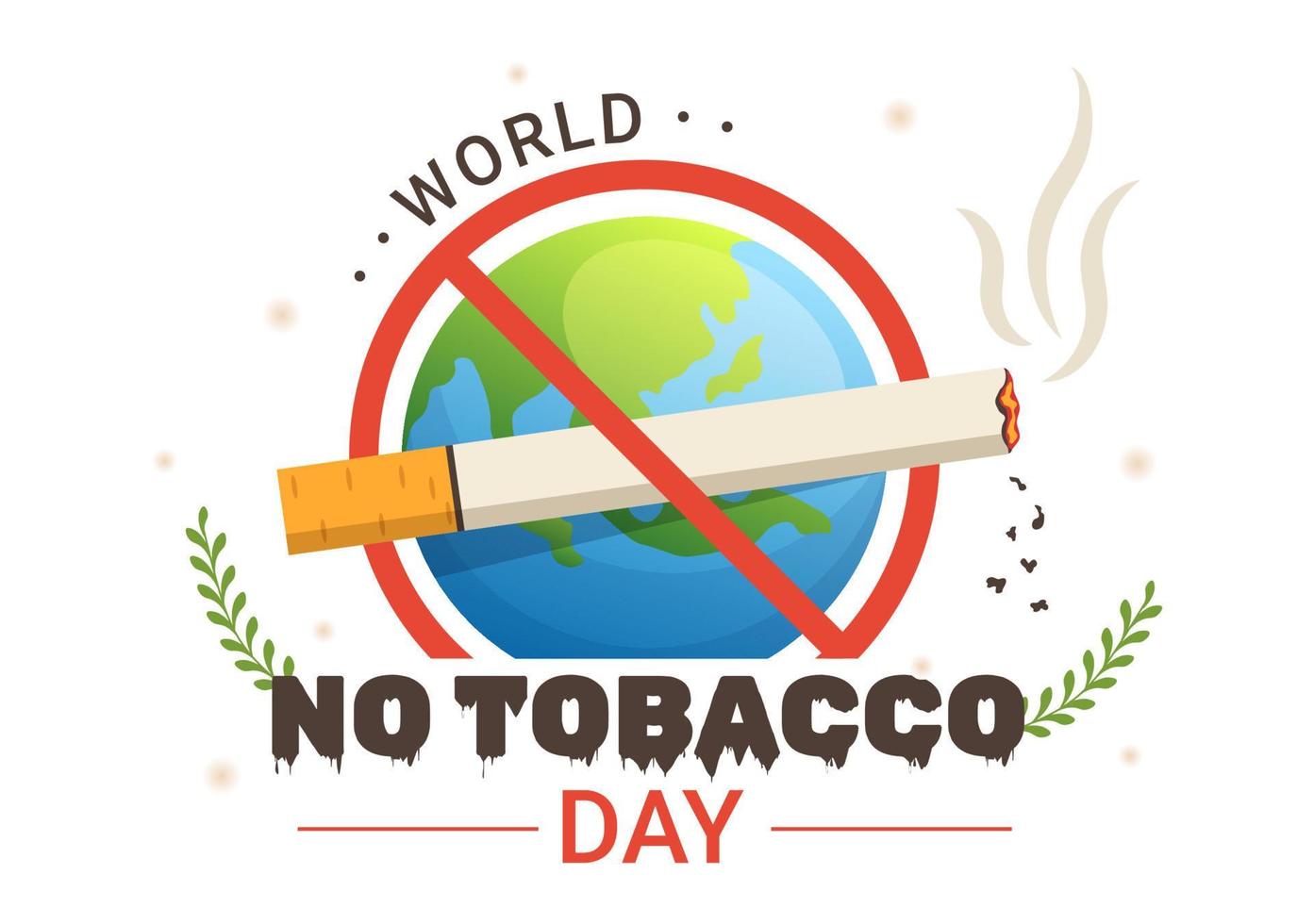 World No Tobacco Day Illustration of Stop Smoking, Cigarette Butt and Harm the Lungs in Flat Cartoon Hand Drawn for Landing Page Templates vector