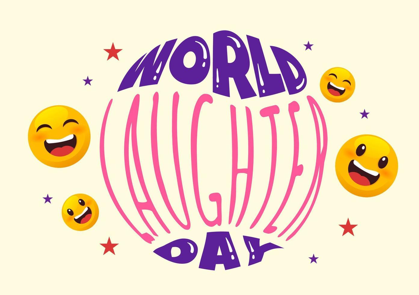 World Laughter Day Illustration with Smiley Facial Expression Cute for Web Banner or Landing Page in Flat Cartoon Hand Drawn Templates vector