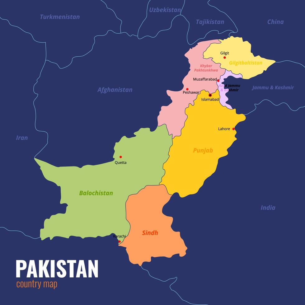 Flat Pakistan Map vector