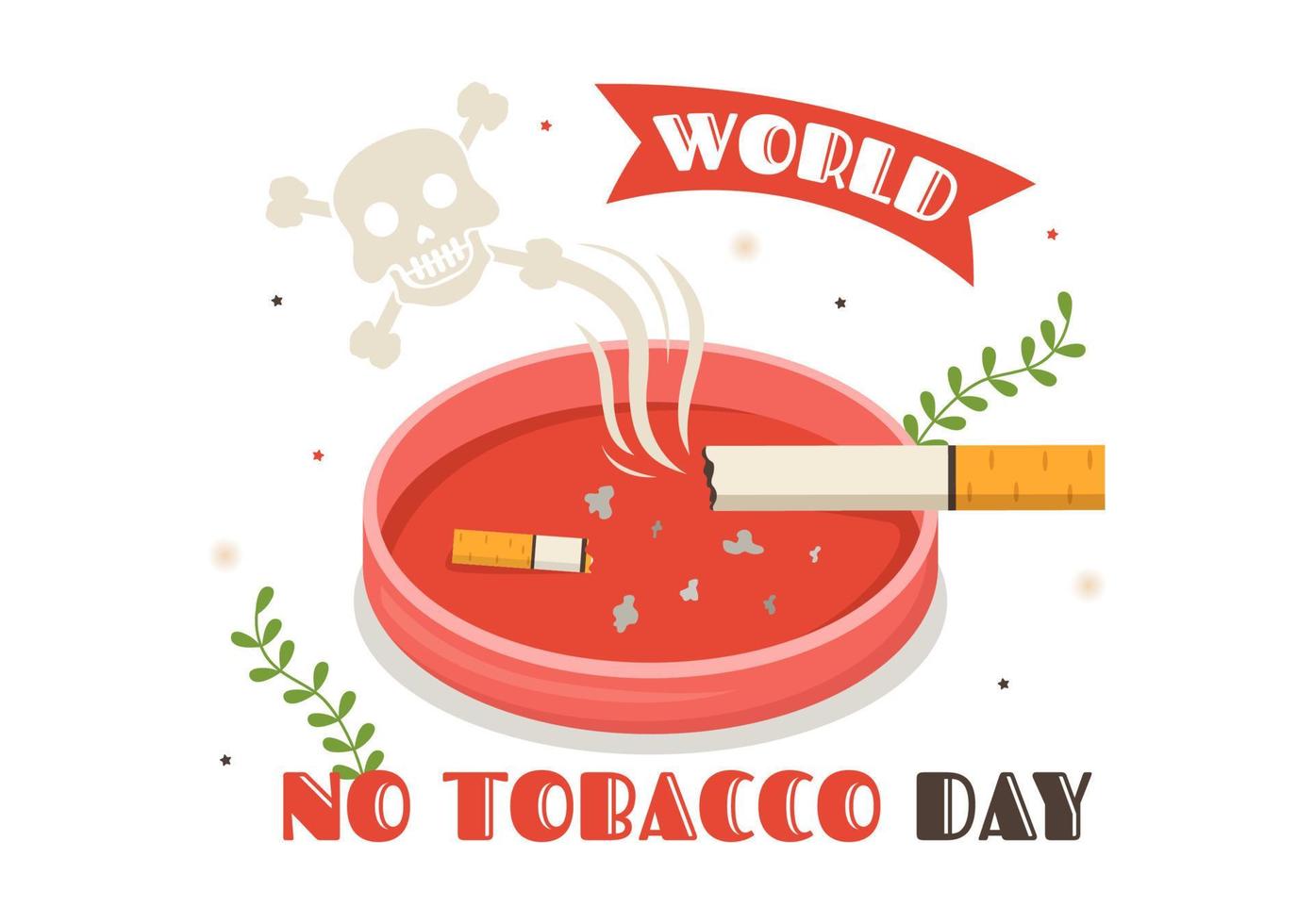World No Tobacco Day Illustration of Stop Smoking, Cigarette Butt and Harm the Lungs in Flat Cartoon Hand Drawn for Landing Page Templates vector