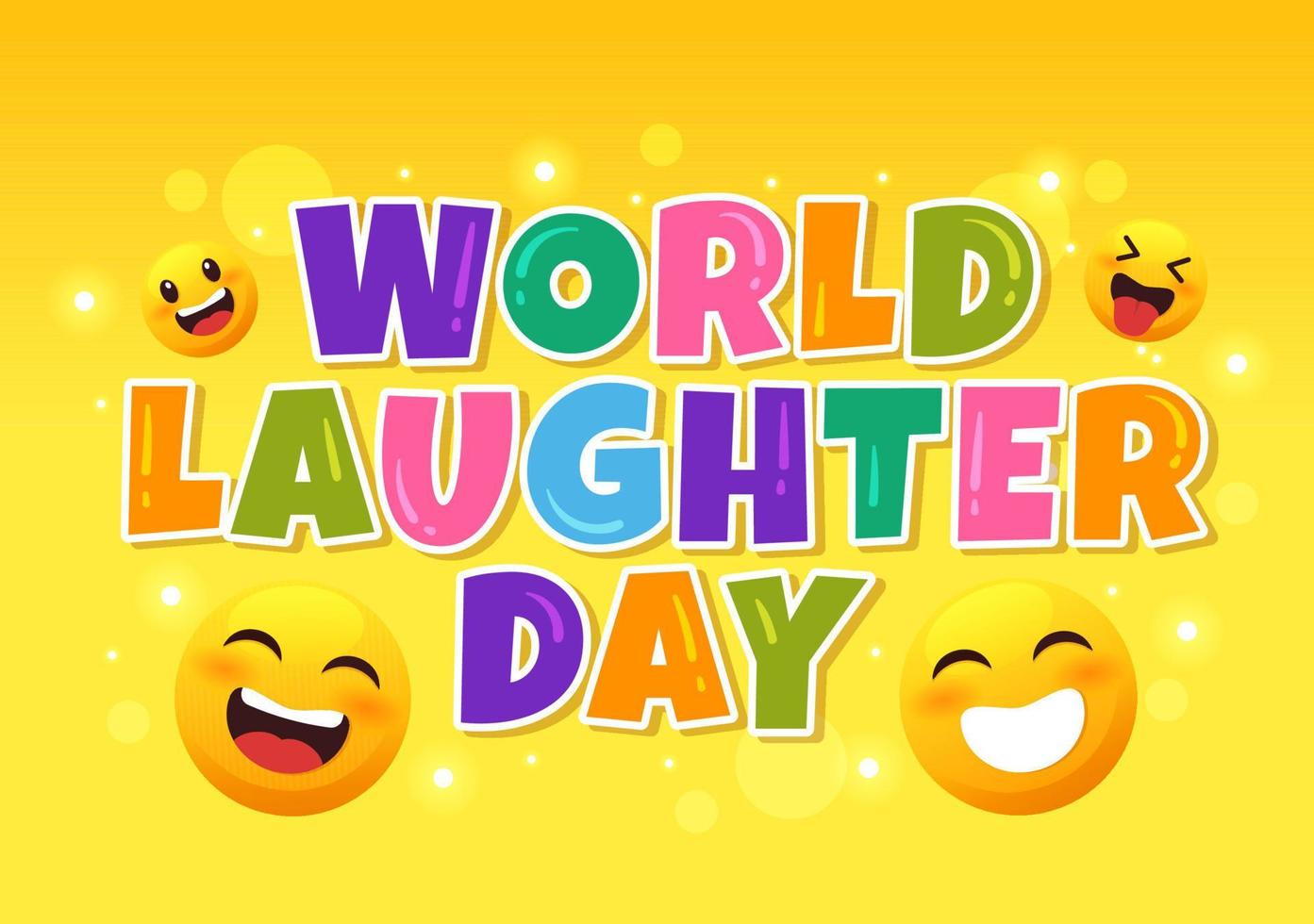 World Laughter Day Illustration with Smiley Facial Expression Cute for Web Banner or Landing Page in Flat Cartoon Hand Drawn Templates vector