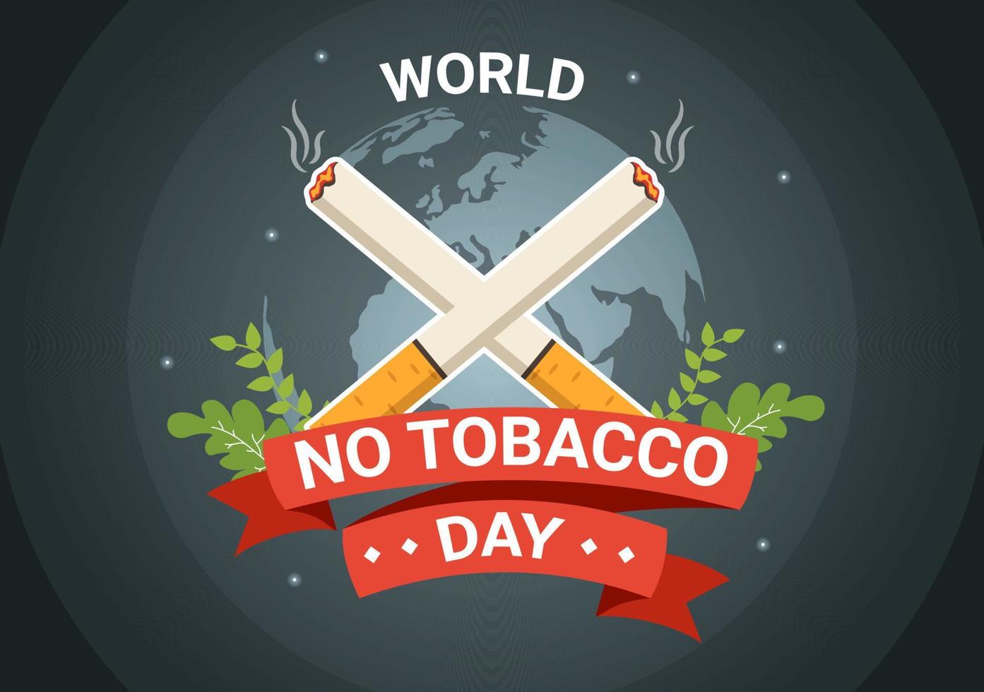 World No Tobacco Day Illustration of Stop Smoking, Cigarette Butt and Harm the Lungs in Flat Cartoon Hand Drawn for Landing Page Templates vector