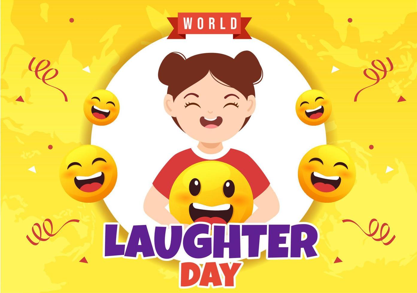 mundo la risa día ilustración con sonriente facial expresión linda niños para web bandera o aterrizaje página en plano dibujos animados mano dibujado plantillas vector