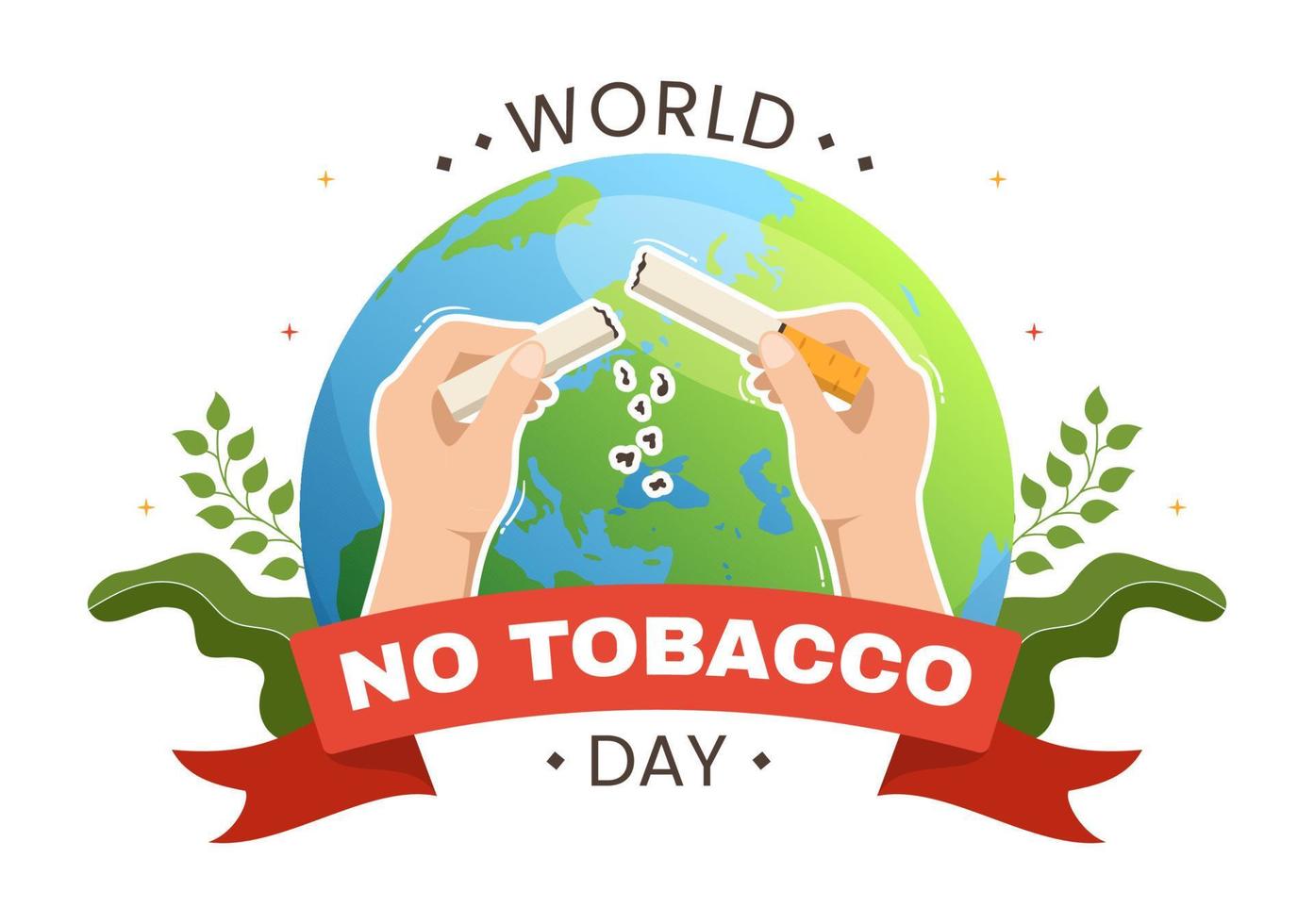 World No Tobacco Day Illustration of Stop Smoking, Cigarette Butt and Harm the Lungs in Flat Cartoon Hand Drawn for Landing Page Templates vector