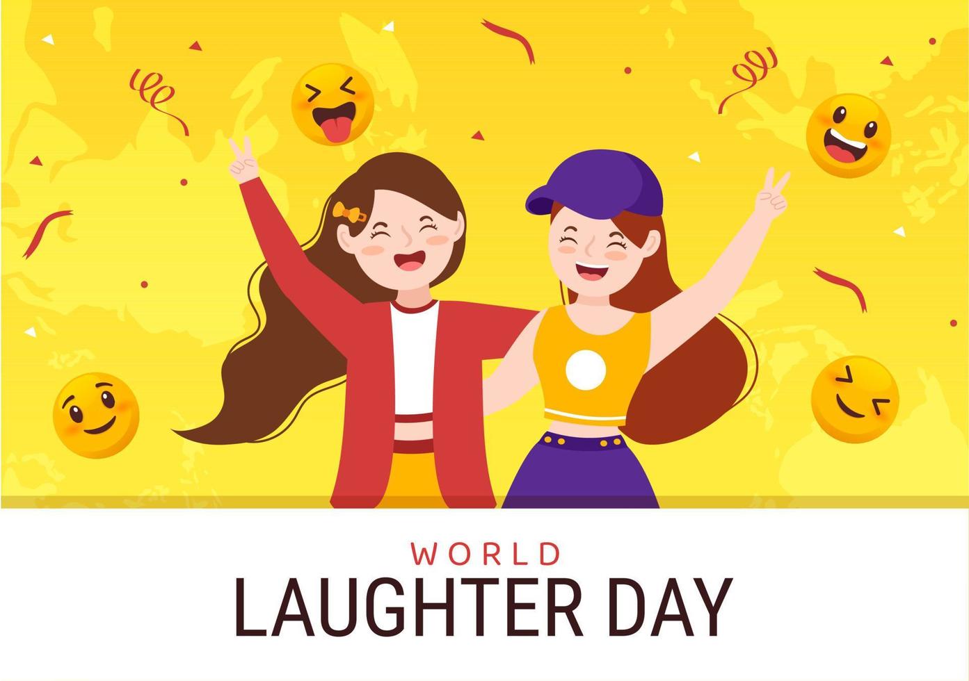 World Laughter Day Illustration with Smiley Facial Expression Cute for Web Banner or Landing Page in Flat Cartoon Hand Drawn Templates vector