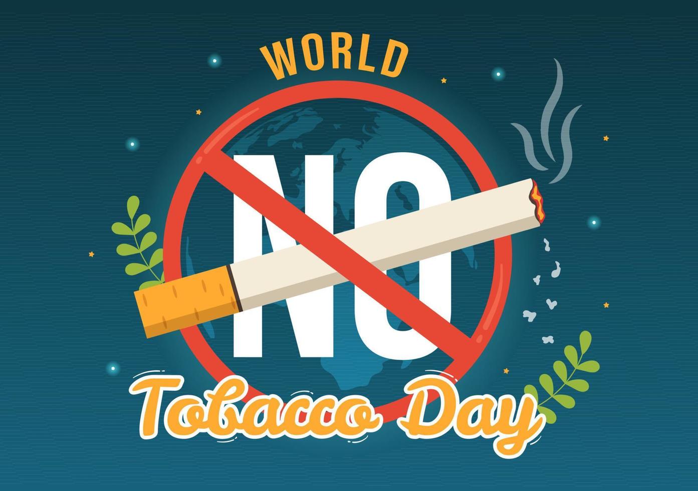 World No Tobacco Day Illustration of Stop Smoking, Cigarette Butt and Harm the Lungs in Flat Cartoon Hand Drawn for Landing Page Templates vector