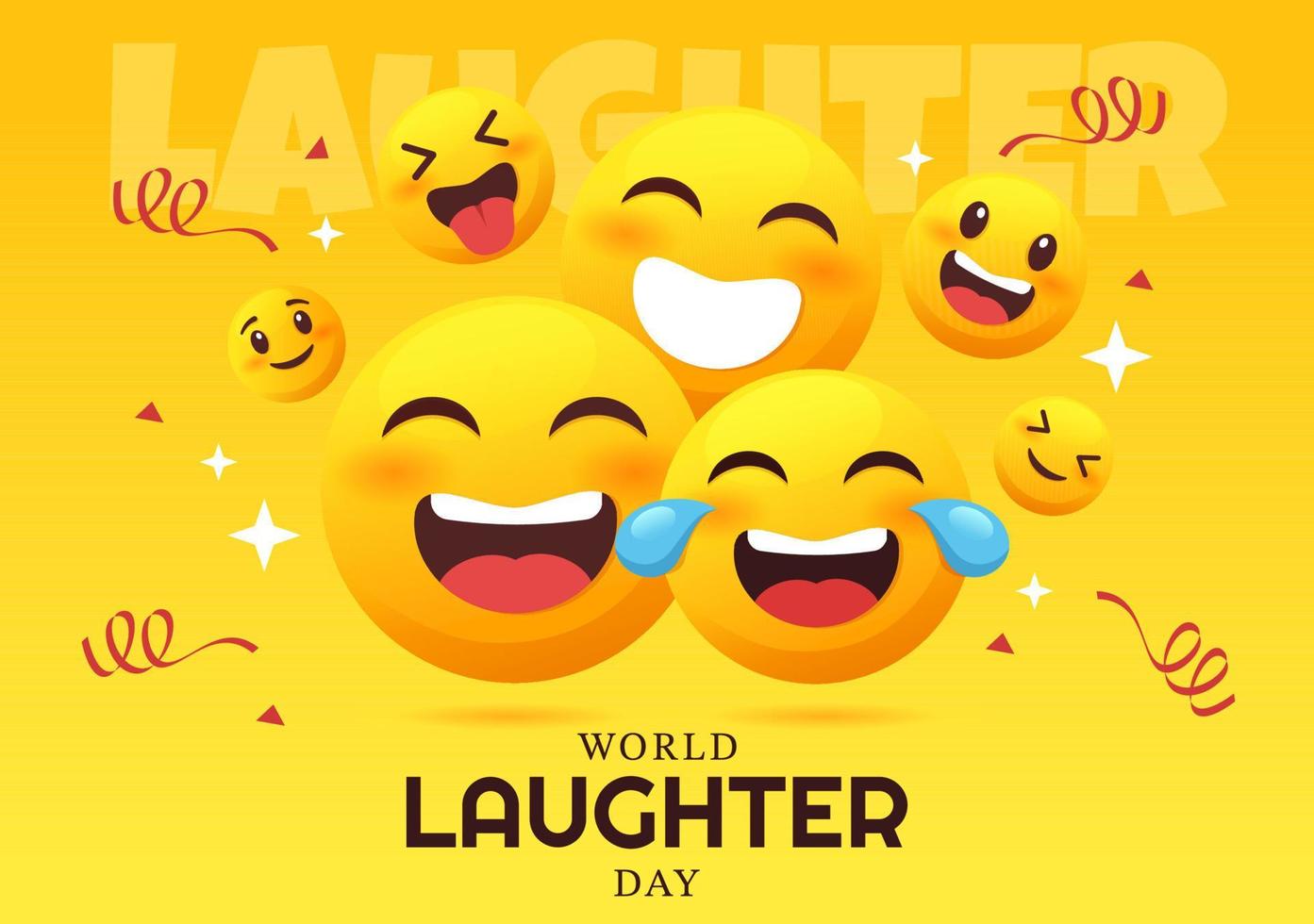 World Laughter Day Illustration with Smiley Facial Expression Cute for Web Banner or Landing Page in Flat Cartoon Hand Drawn Templates vector