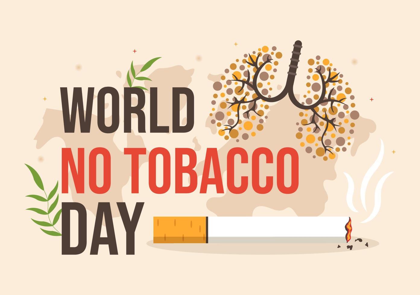 World No Tobacco Day Illustration of Stop Smoking, Cigarette Butt and Harm the Lungs in Flat Cartoon Hand Drawn for Landing Page Templates vector