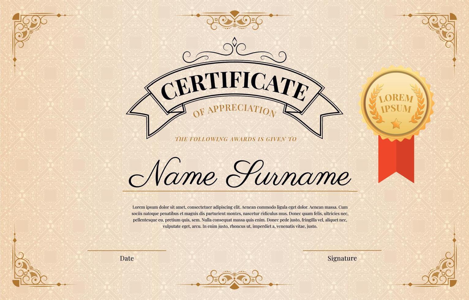 Certificate Template of Education Achievement vector