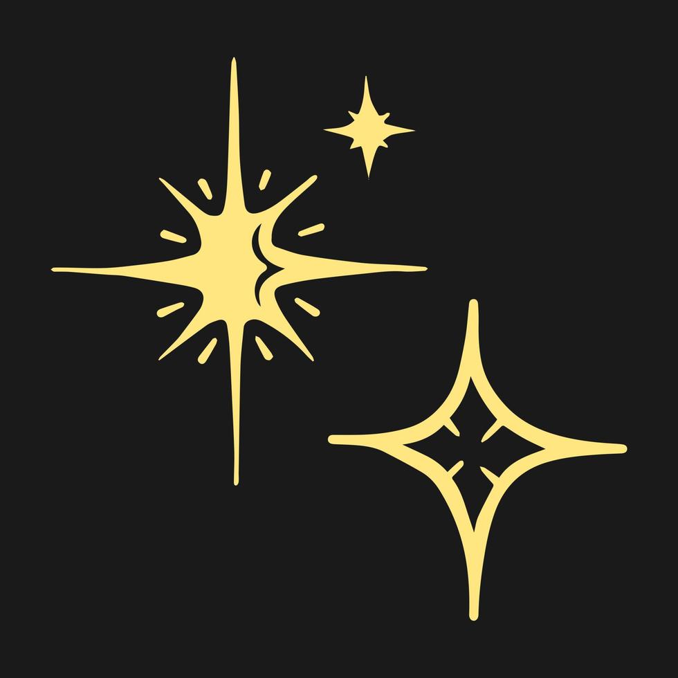 estrella brillante, estrellas parpadeantes. icono de brillo, icono de estrella limpia. aislado sobre fondo negro. ilustración vectorial vector