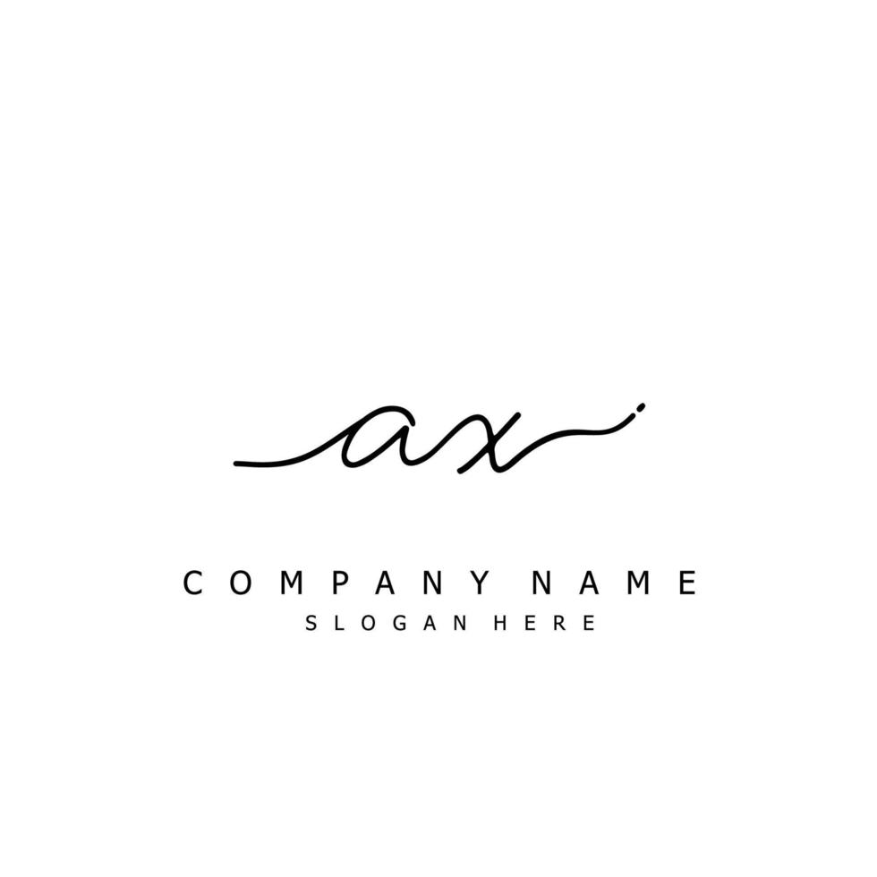 Initial AX handwriting of signature logo vector