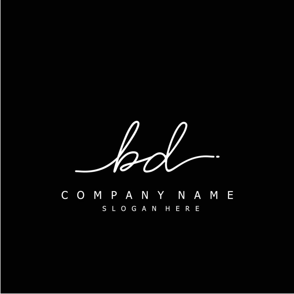 Initial BD handwriting of signature logo vector