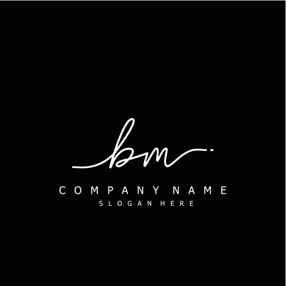 Initial BM handwriting of signature logo vector